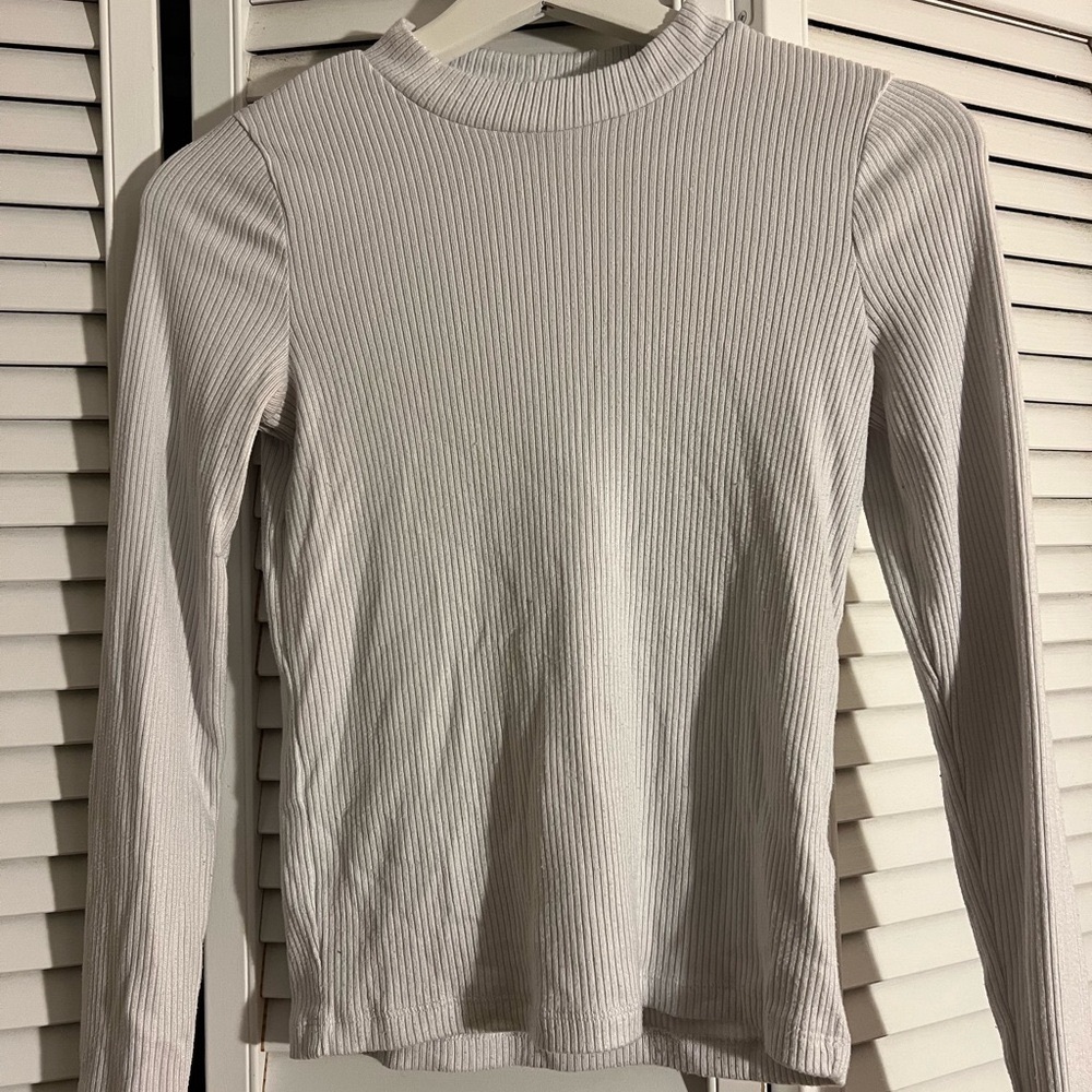 Abercrombie Kids White Ribbed Long Sleeve Top